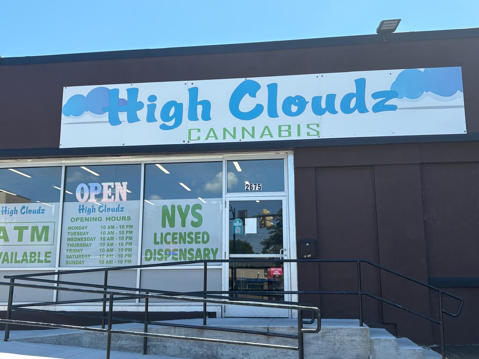 High Cloudz Cannabis storefront at 2675 Main St, Buffalo NY — NYS licensed dispensary